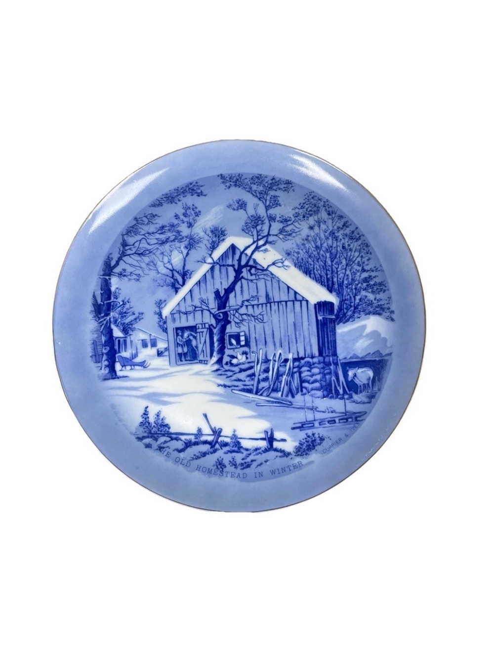 Vintage The Old Homestead In Winter By Currier & Ives Porcelain Decorative Plate